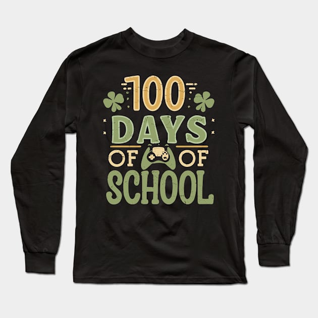 100 days of school gamers st patricks day's Long Sleeve T-Shirt by YuriArt